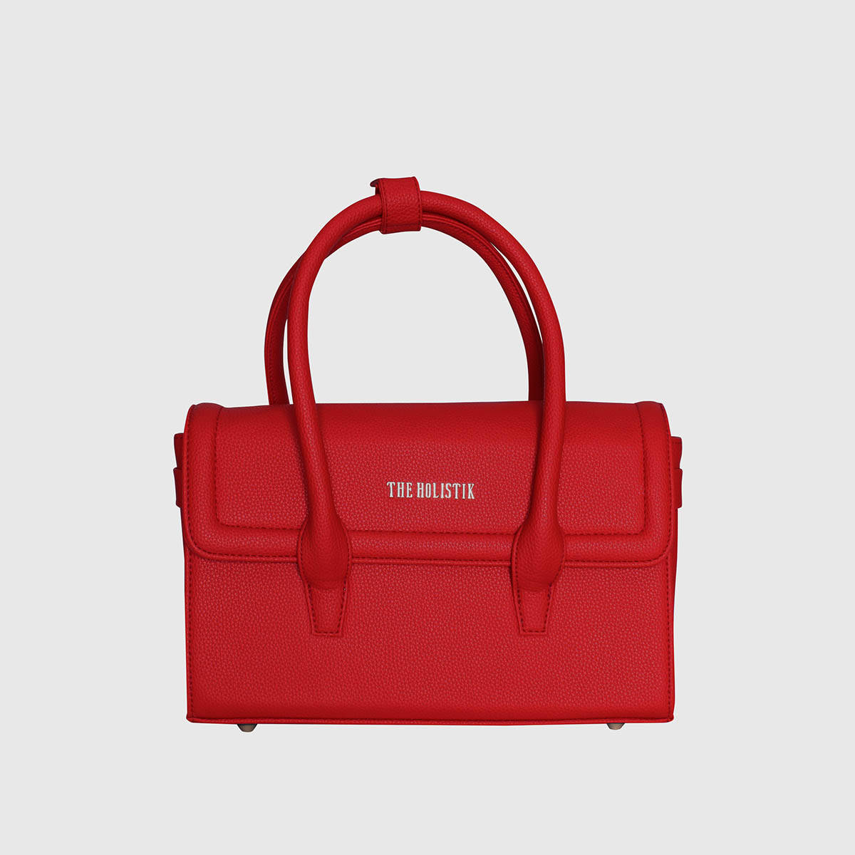THE HOLISTIK Red Solid Leather Handbag with Detachable Strap