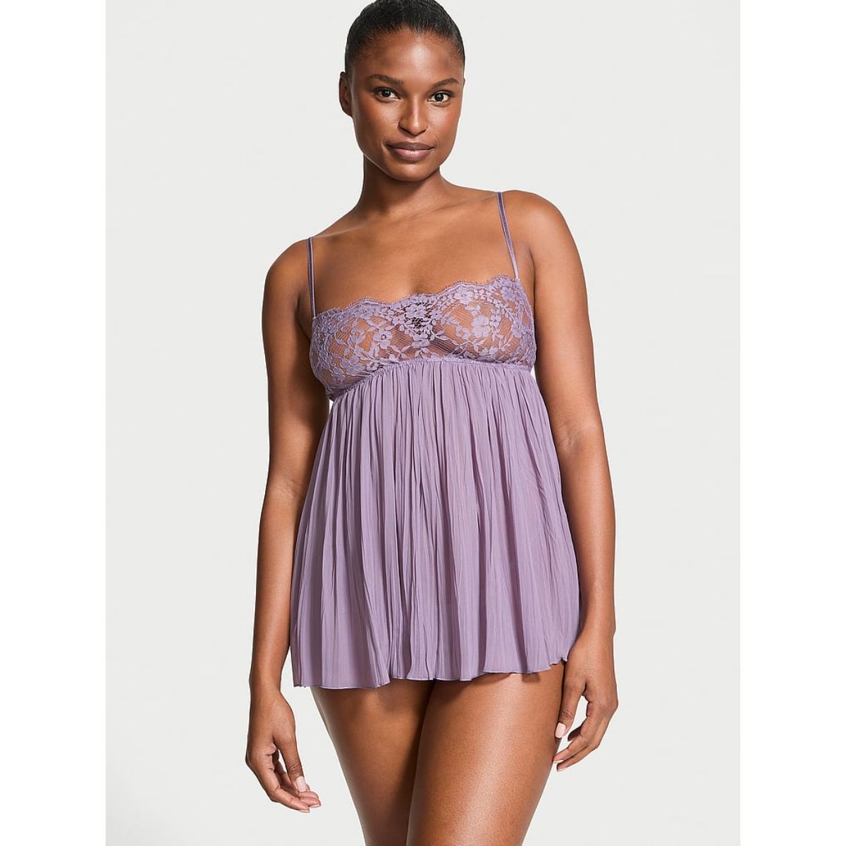 Intimo In Pizzo Intimissimi Frozen Plum Purple Lace Top Pleated