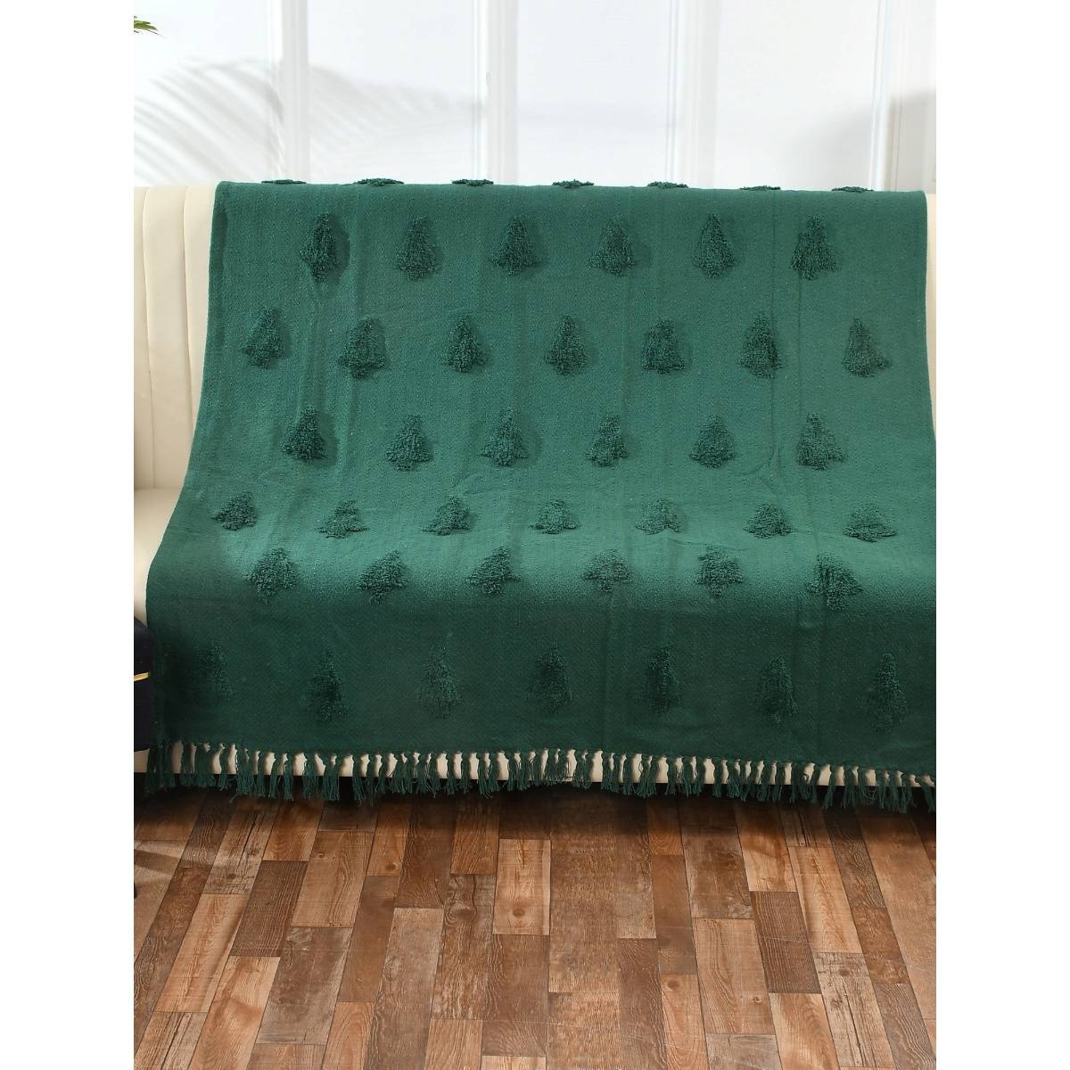 Sashaa World Green Cotton Throw