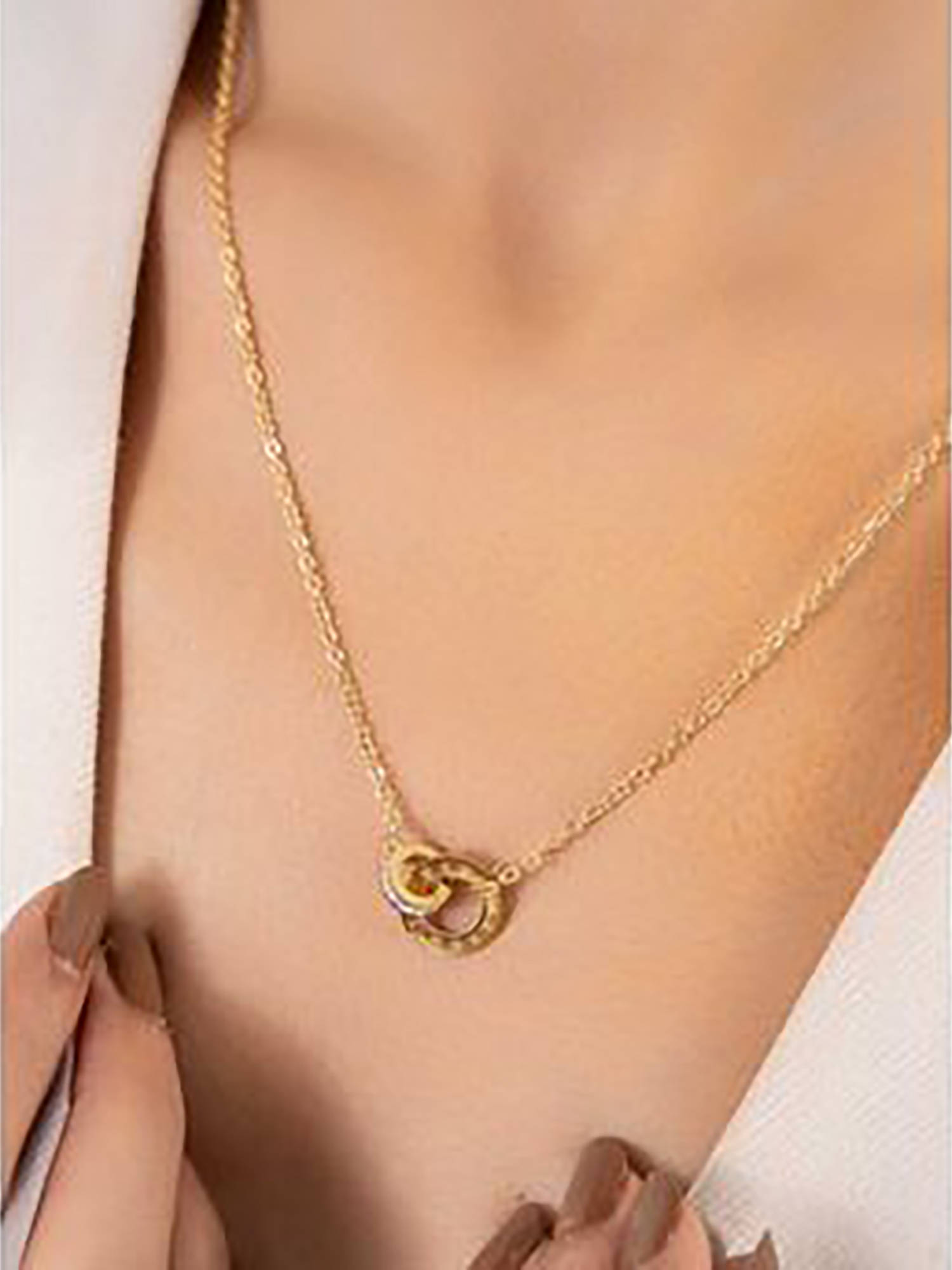 ZAISHA 18K Gold Plated Interlocked Timeless Pendant Necklace