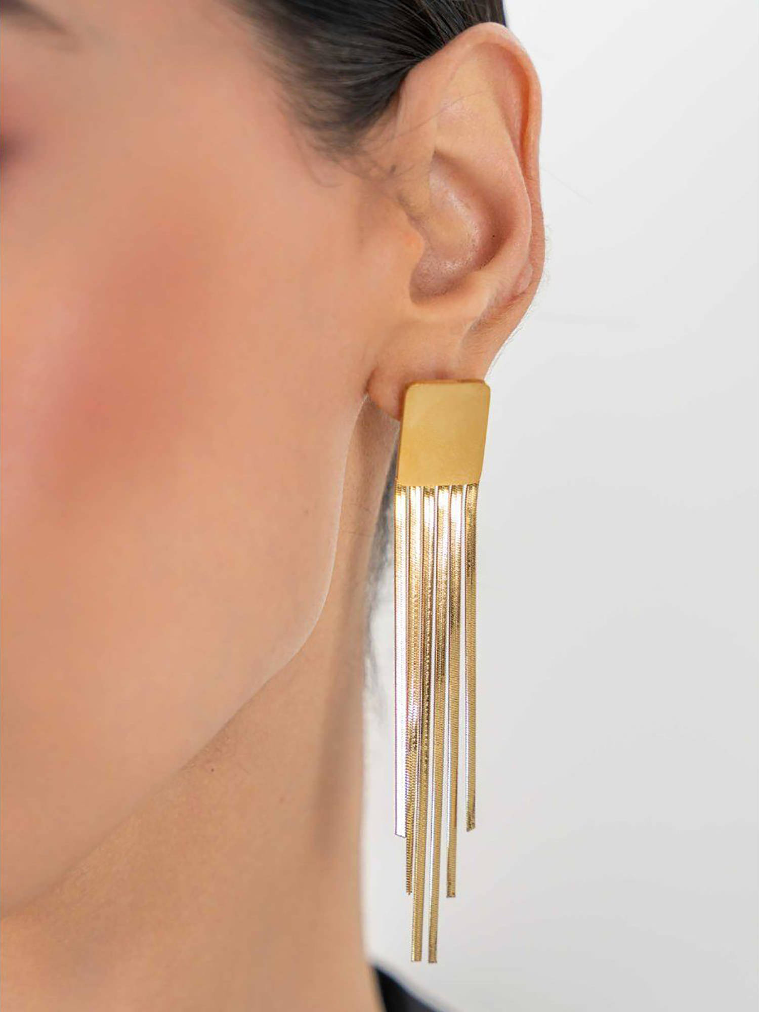 ZAISHA 18K Gold Plated Bulky Danglers Earrings