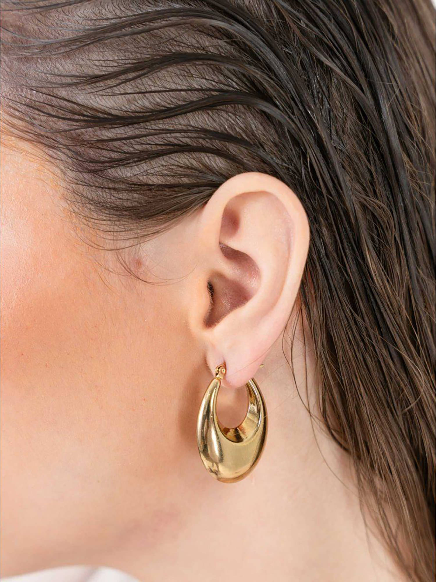 ZAISHA 18K Gold Plated Timeless Bulky Hoop Earrings