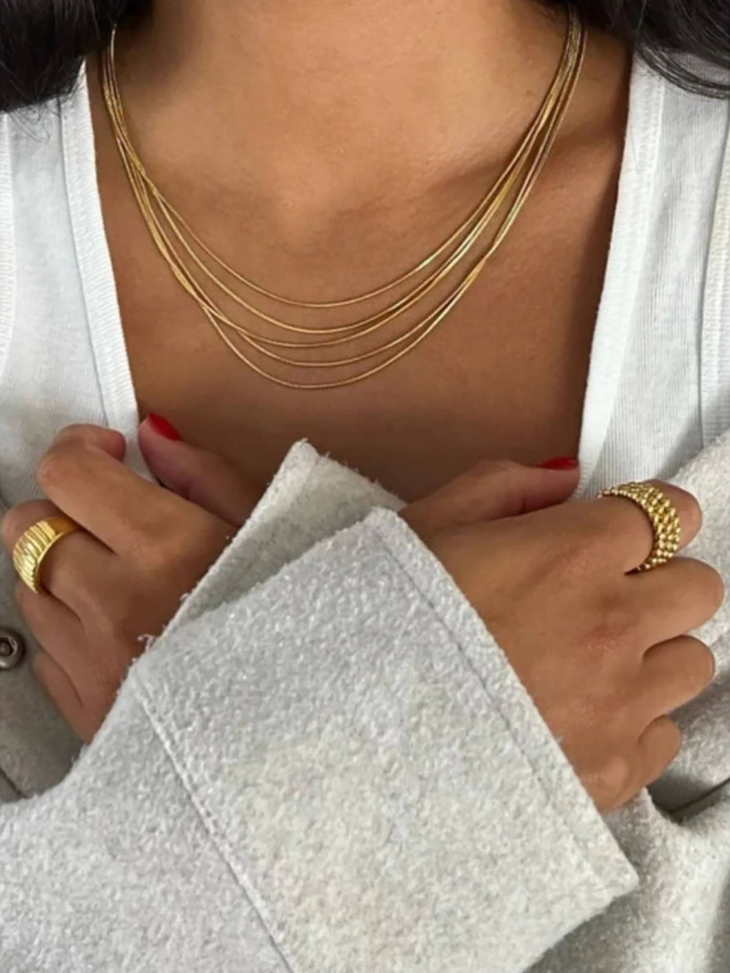 ZAISHA Dainty Layered Chain 18K Gold Plated Necklace