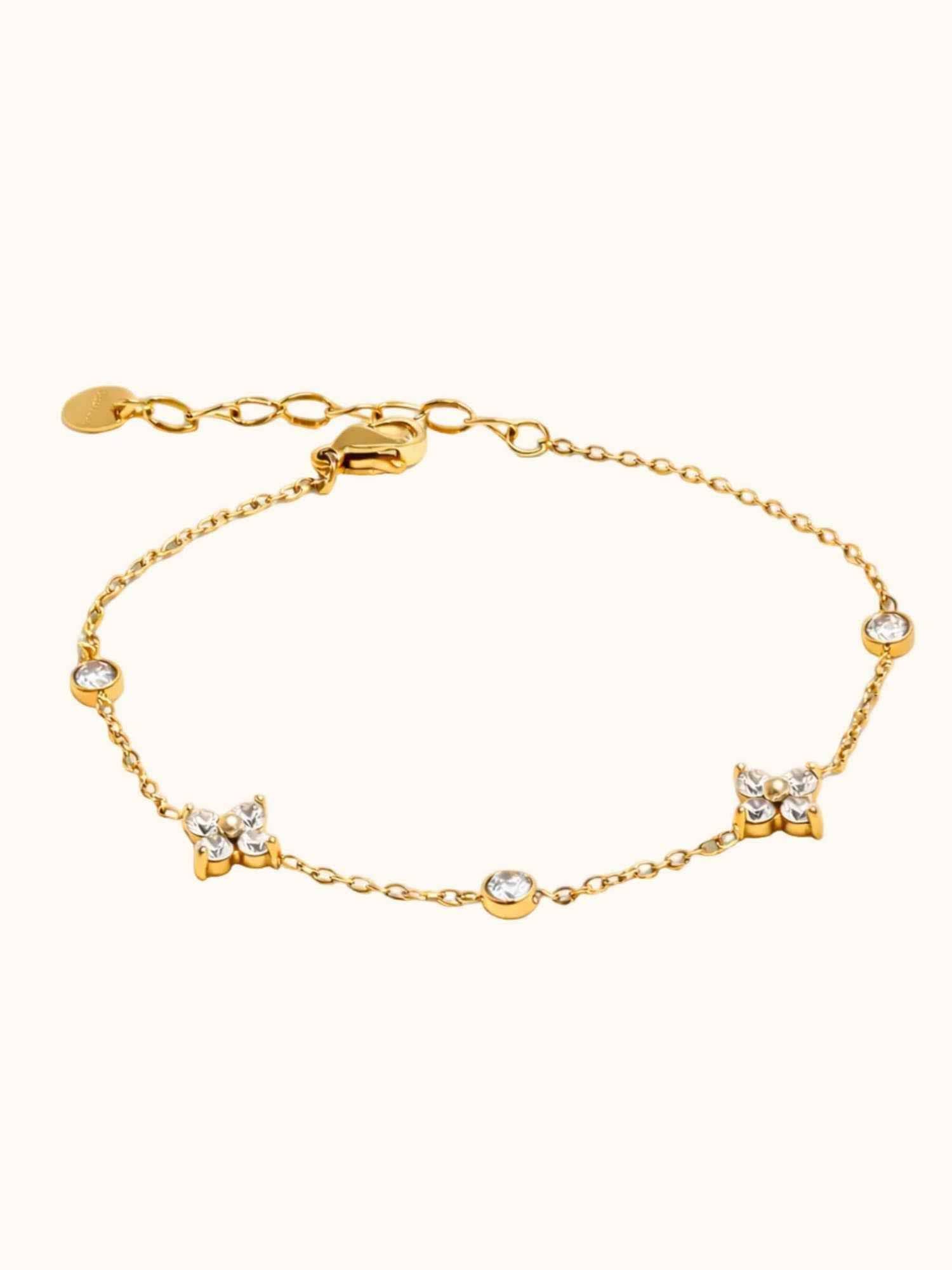 ZAISHA White Stainless Steel Stones Bracelet