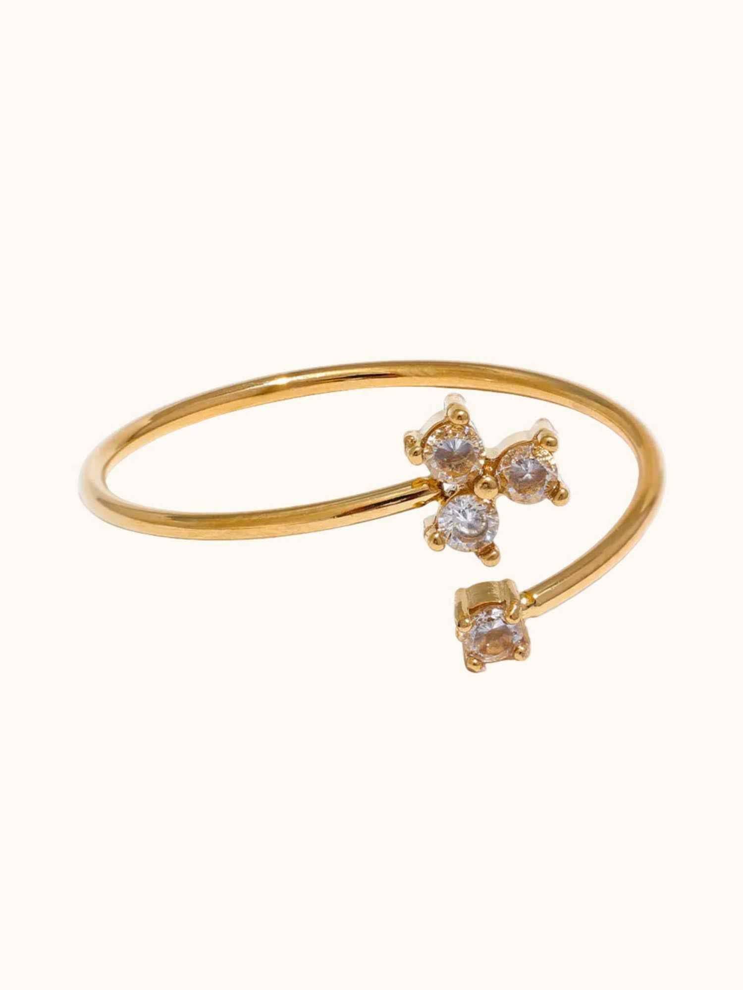 ZAISHA White Stainless Steel Stones Ring