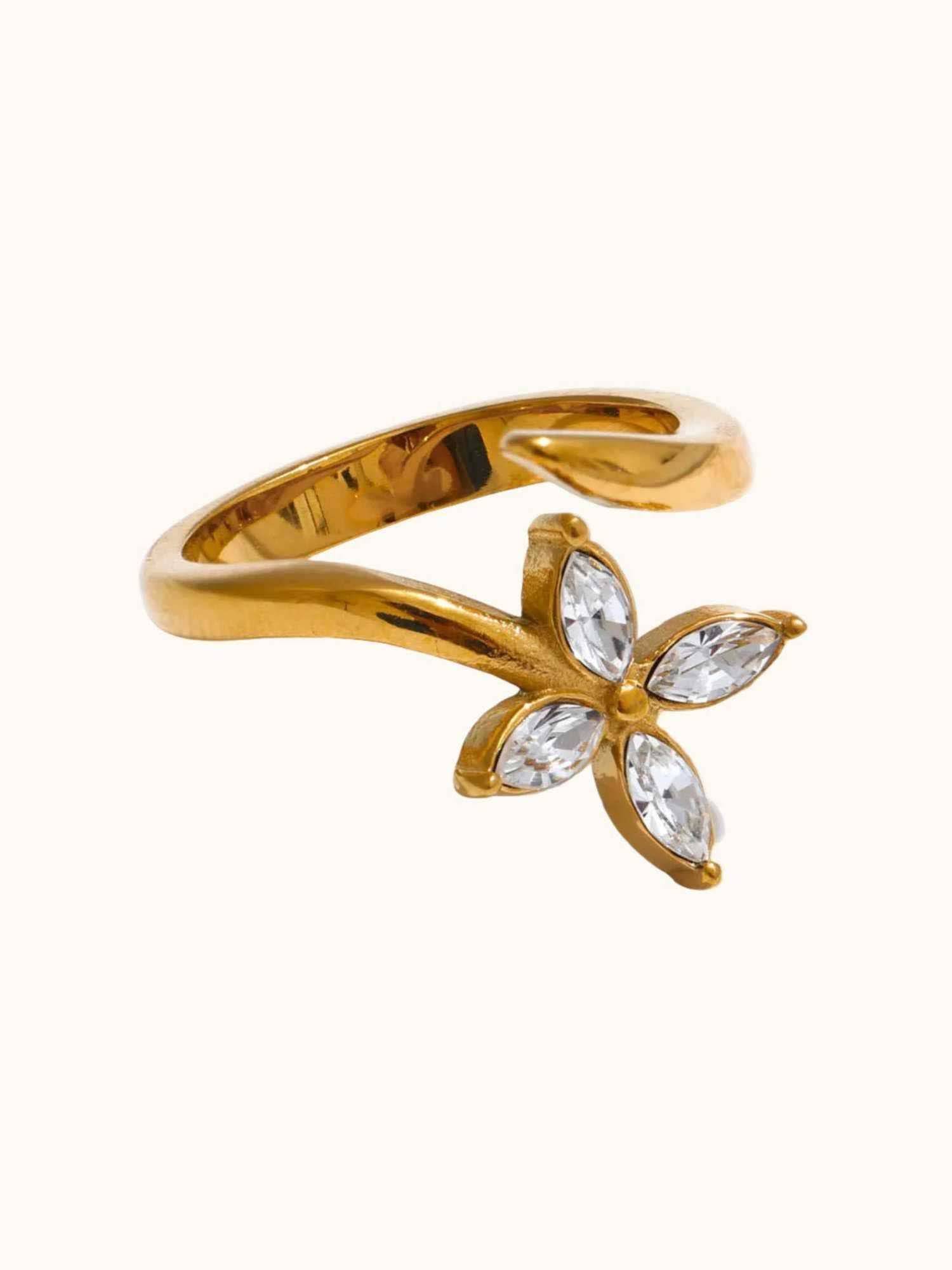 ZAISHA White Stainless Steel Stones Ring
