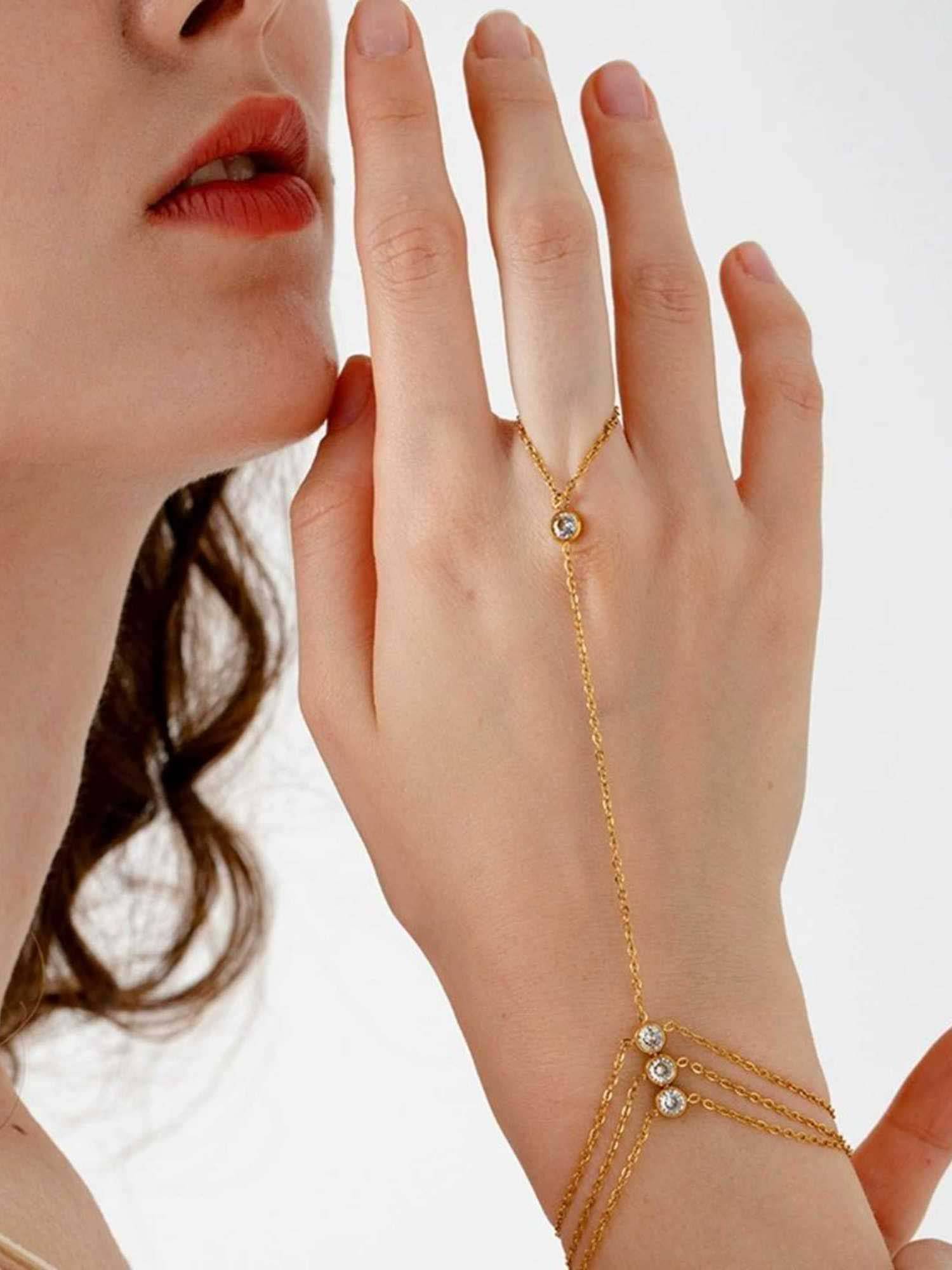 ZAISHA White Stainless Steel White Stones Bracelet
