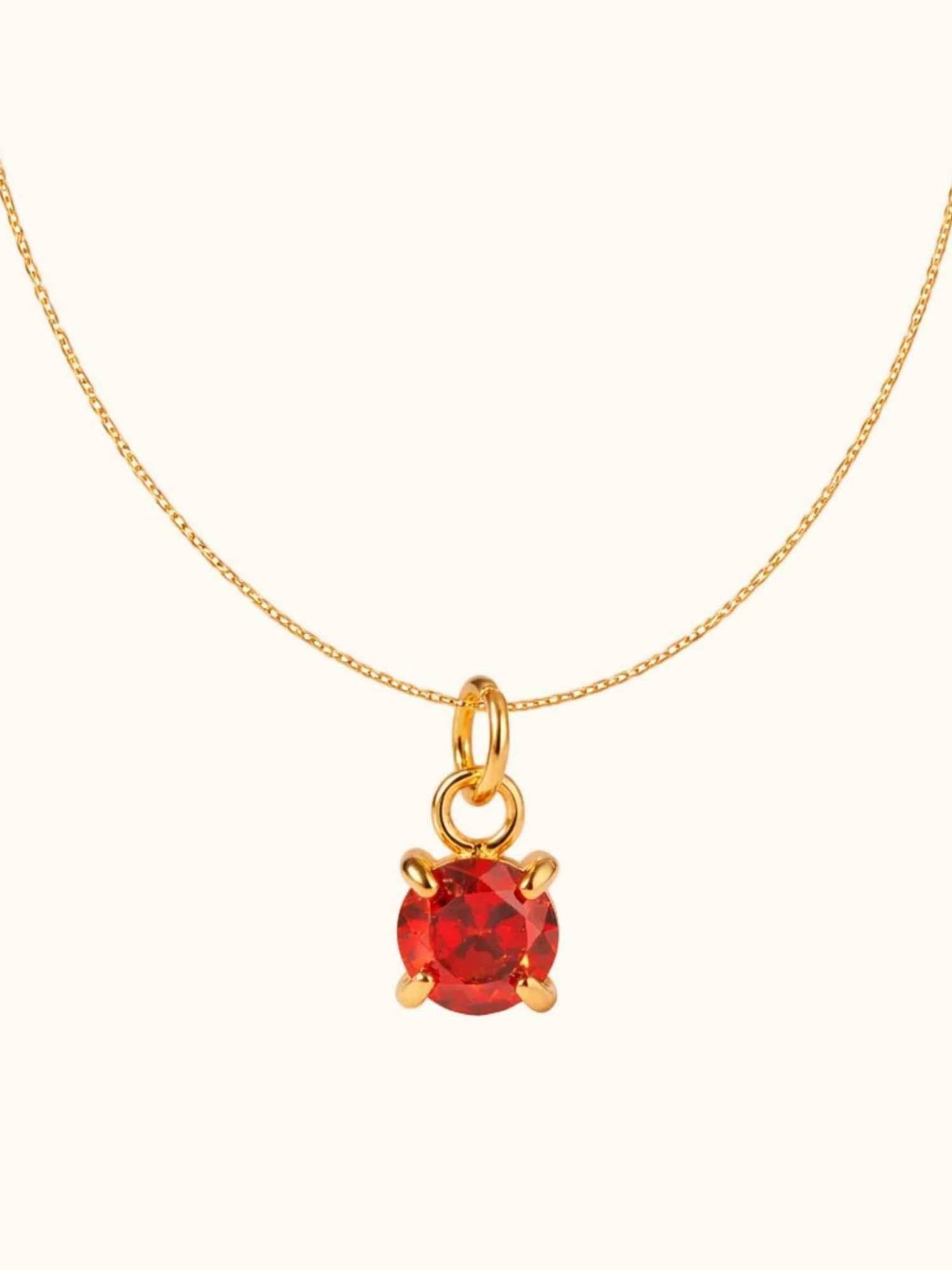 ZAISHA Red January Birthstone 18K Gold Plated Necklace