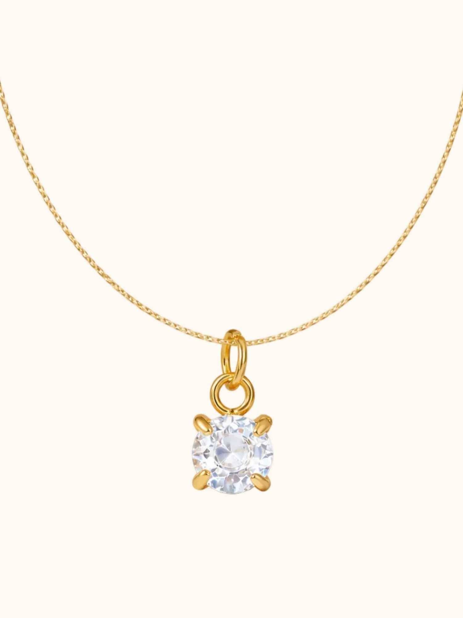 ZAISHA White April Birthstone 18K Gold Plated Necklace