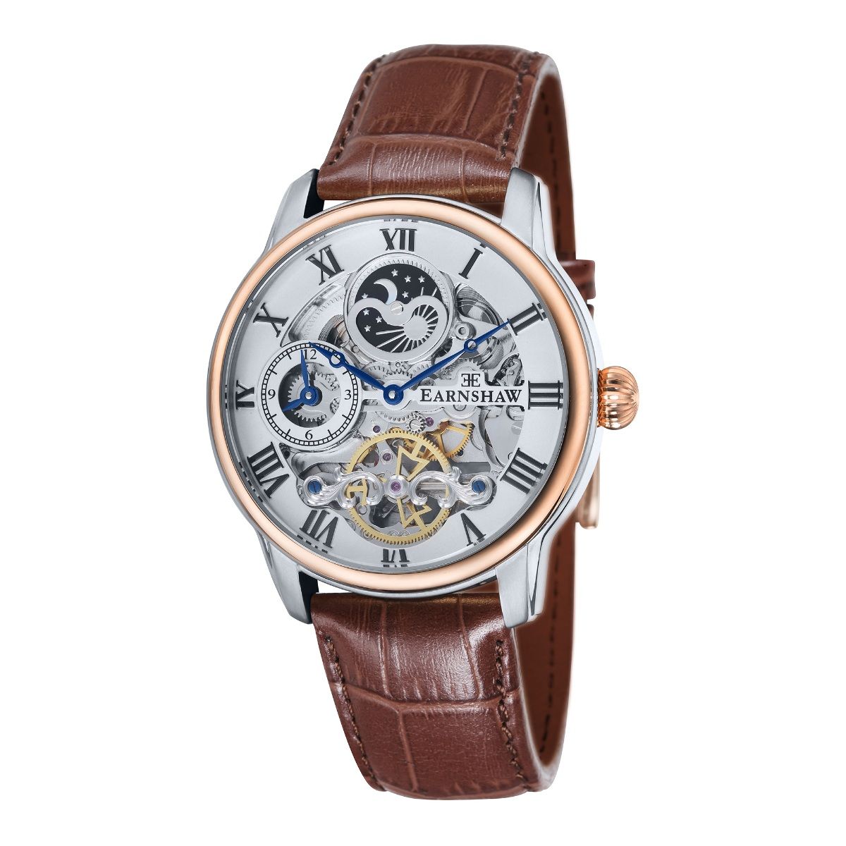 Buy Earnshaw Longitude Automatic Skeleton MoonPhase Black Round Dial Mens  Watch - ES-8006-10 online