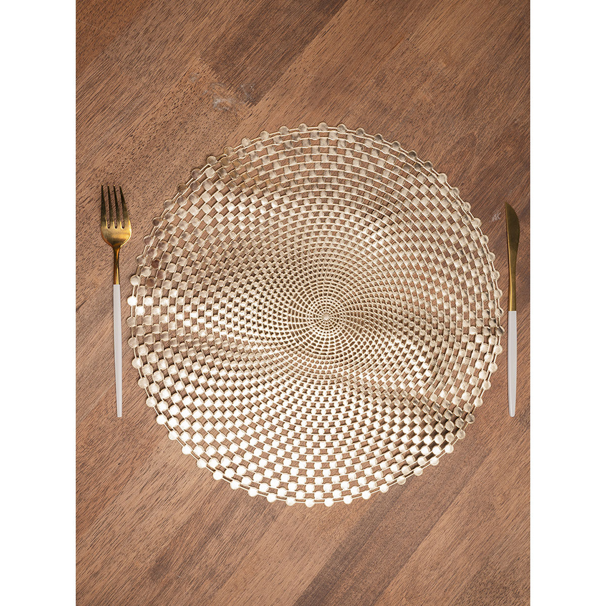 Voncasa Plastic Golden Circles Placemat Mat Set of 2 Buy Voncasa