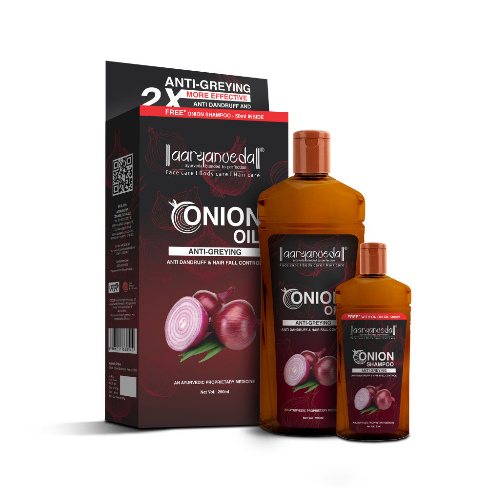 Aryanveda Red Onion & Black Seed Hair Oil With Free Shampoo 50ml