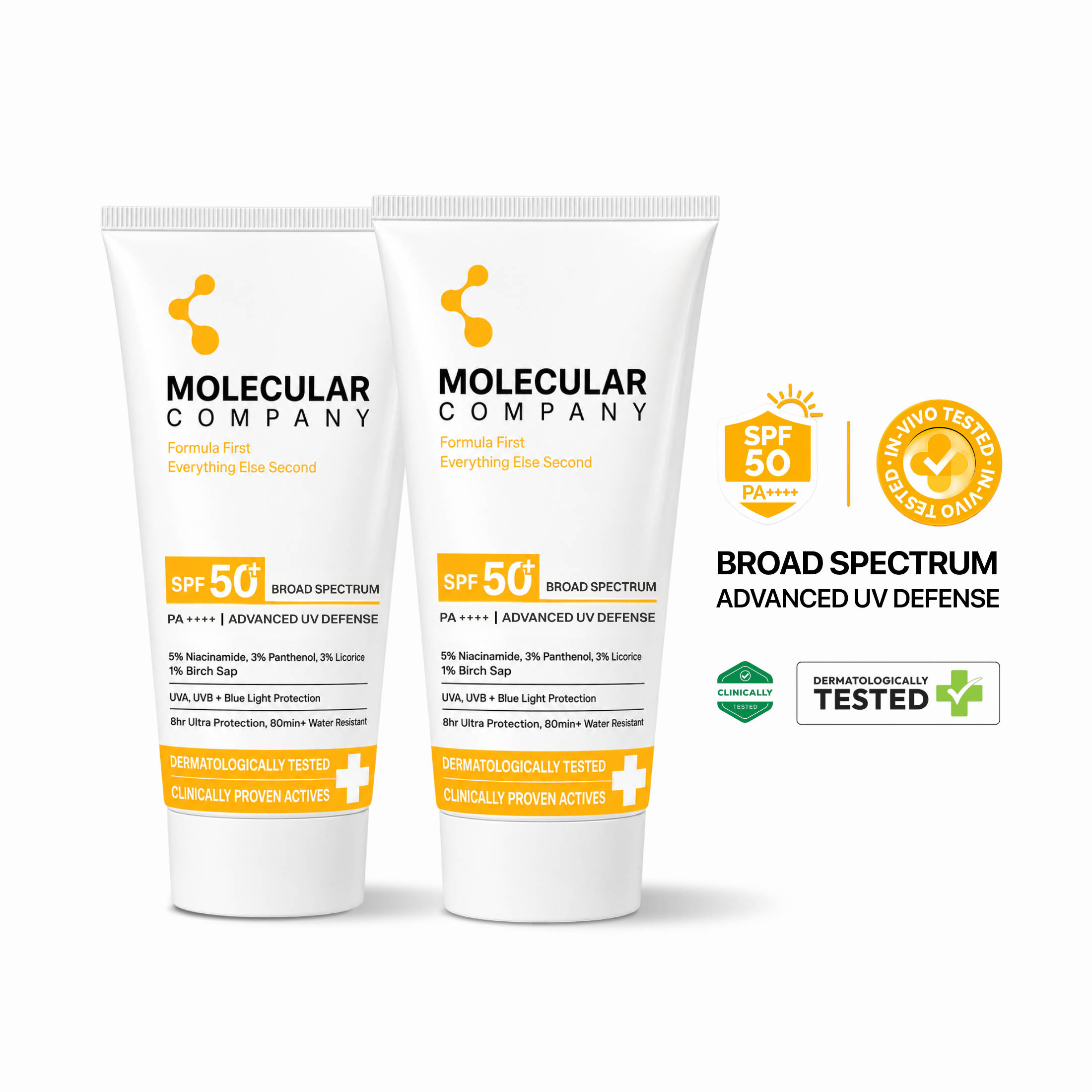 Molecular Company Moisturising Gel Sunscreen SPF 50+ PA++++ - Pack Of 2