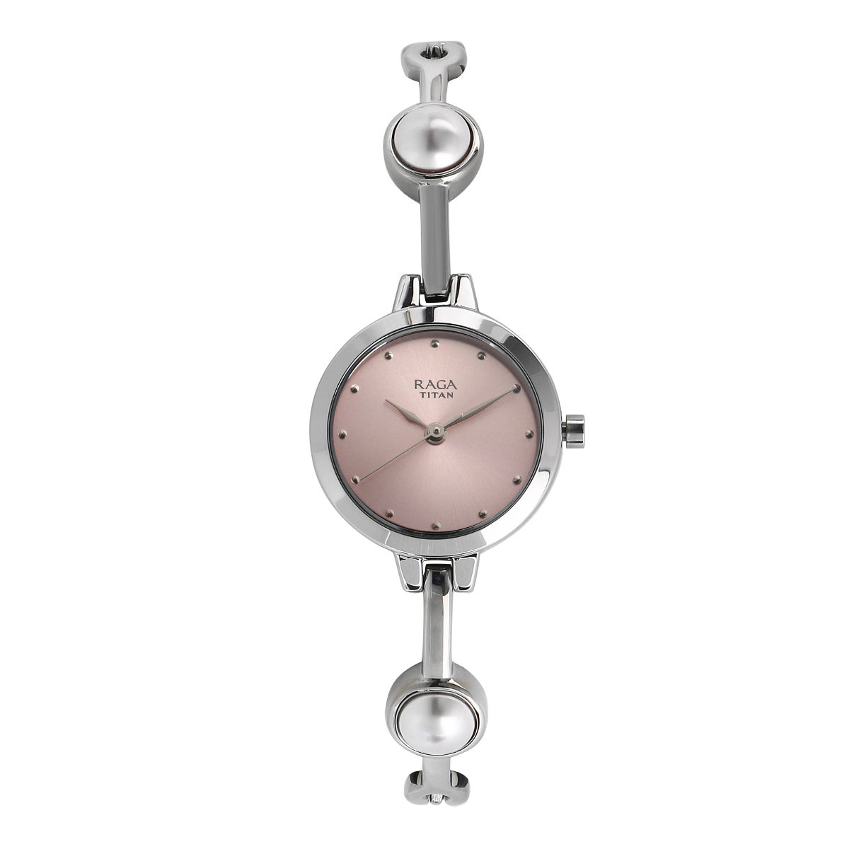 Titan Raga Pink Dial Silver Metal Strap Watch