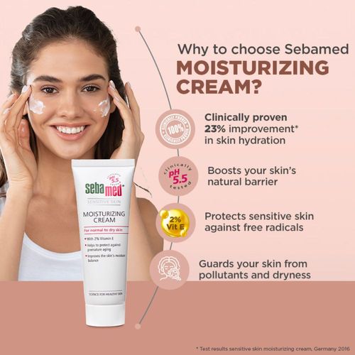 Sebamed Moisturizing Cream, PH Normal To Dry Skin, With 2% Vitamin E,  Prevents Premature Aging