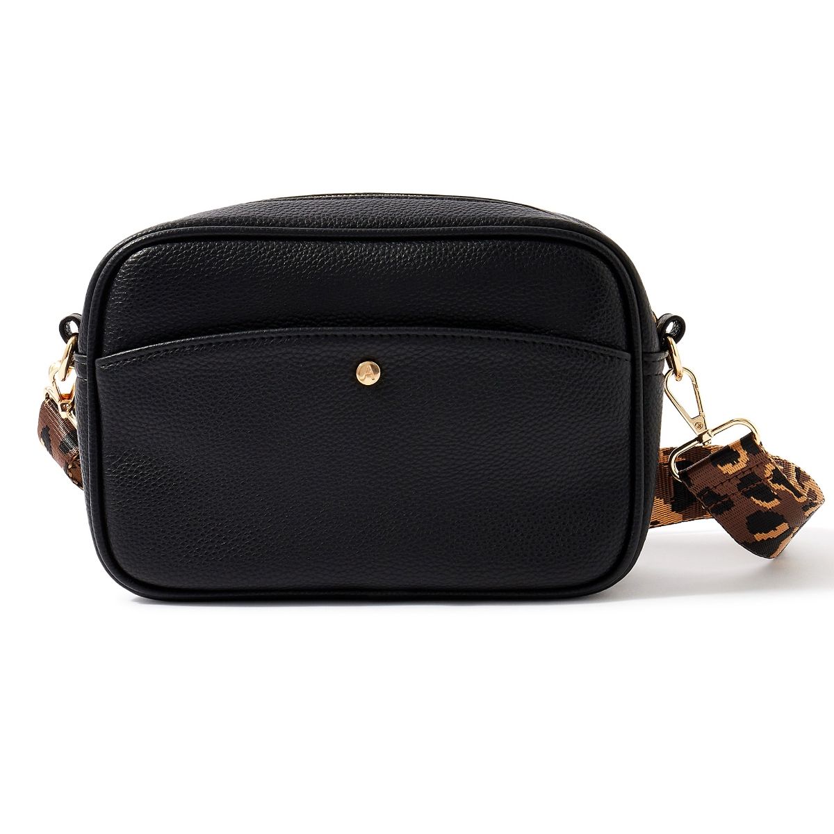 Black Leather Camera Cross-Body Bag