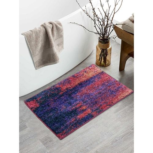 BIANCA Super Soft Designer Anti Slip Bath Mat Medium Abstract-Red and Plum