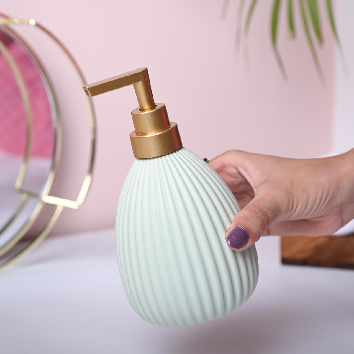 Buy Voncasa Ceramic Mint Green Color Soap Dispenser Online