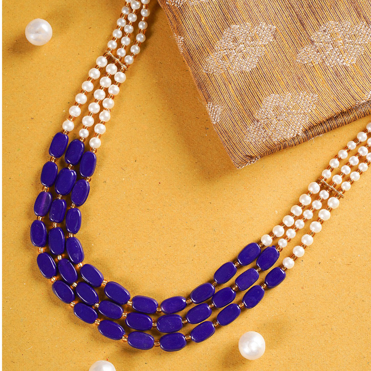 Natural Blue Sapphire and Diamond Floral Necklace in 14K Gold