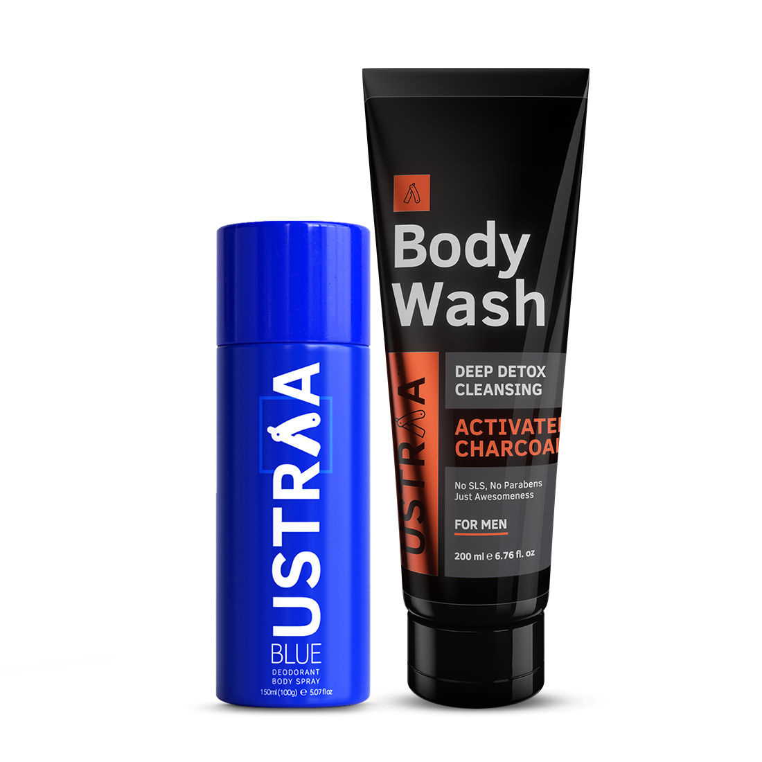 Ustraa Blue Deodorant & Body Wash Activated Charcoal