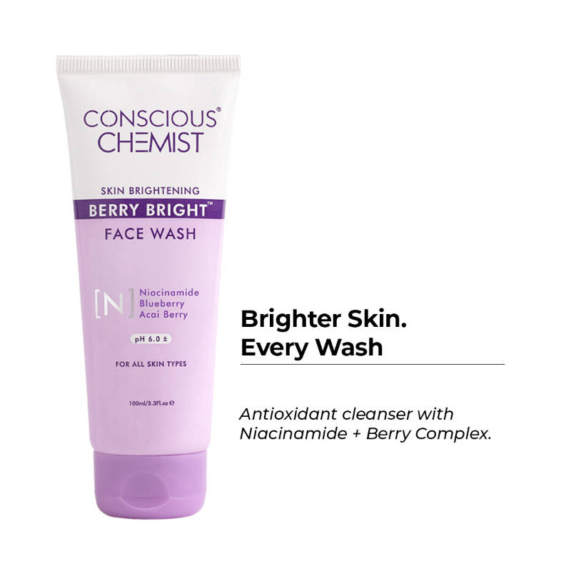 Conscious Chemist Berry Bright Soothing & Calming Face Cleanser with Niacinamide, Berry Extracts