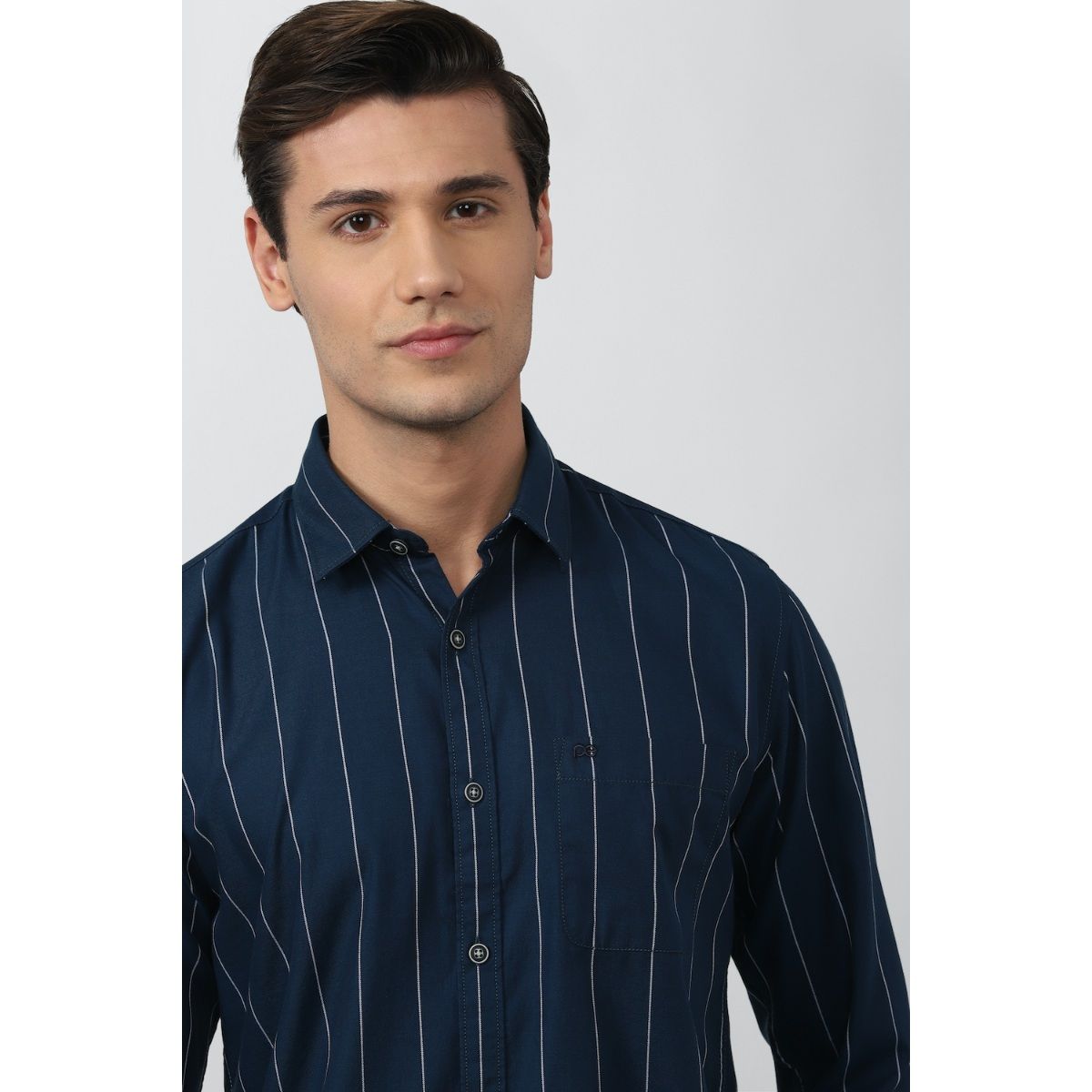 Peter England Men Navy Blue Slim Fit Casual Shirt Buy Peter England