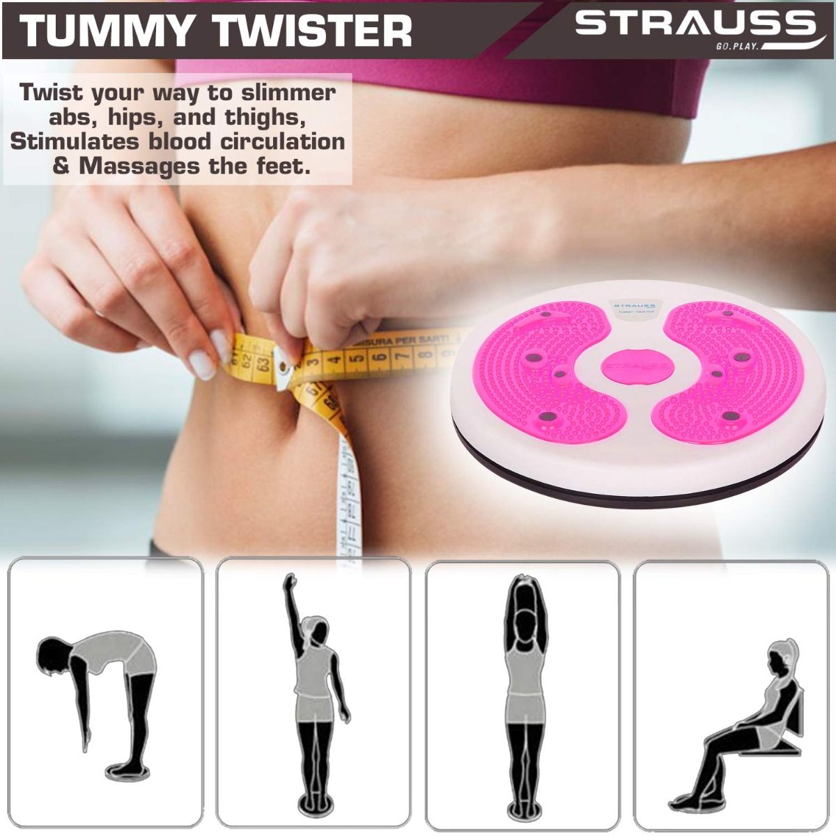 Buy Strauss Tummy Twister Ab Exerciser Pink Online