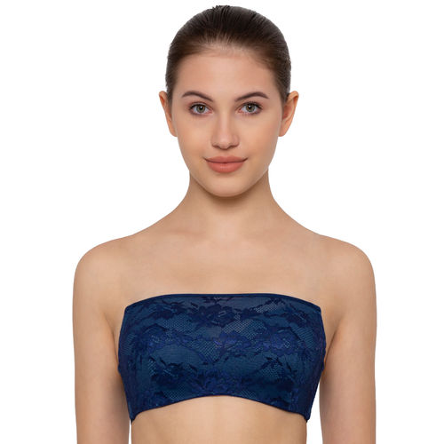 Buy Triumph Padded Wired New Lace Bandeau Tube Bra - Blue Online