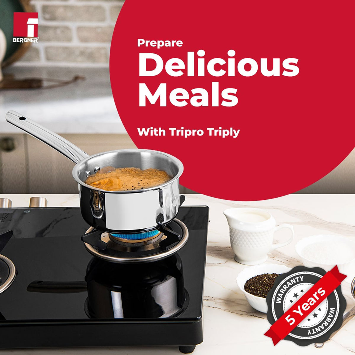 Buy Bergner Tripro Triply Stainless Steel Saucepan, Milkpan, Teapan