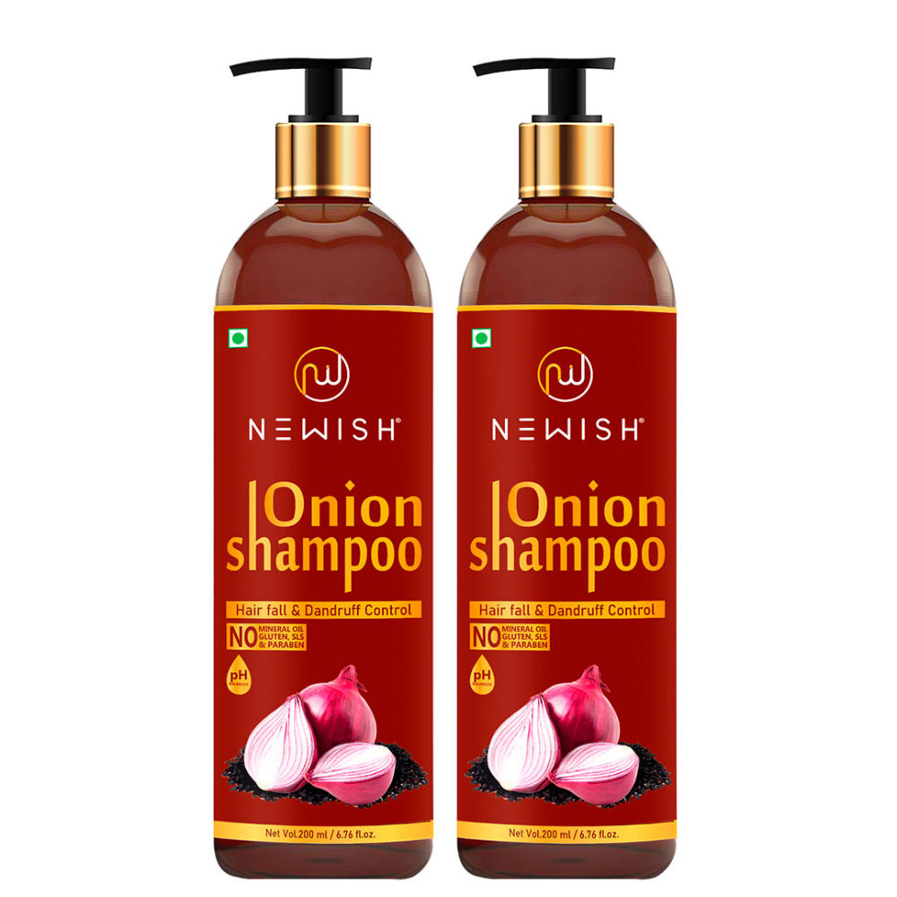 Newish Red Onion Shampoo for Hair Growth & Hairfall Control - Pack of 2