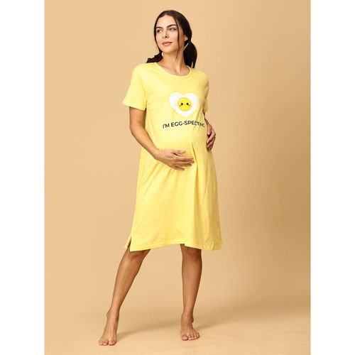 The Mom Store Yellow I M Egg-Specting Oversized Maternity T-Shirt Dress  (3XL)