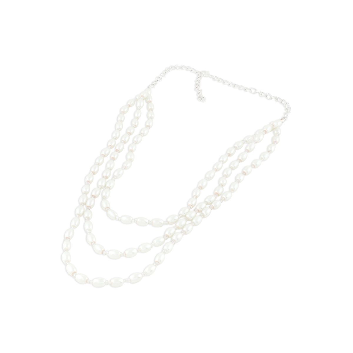 Zaveri Pearls Silver Tone Contemporary Layered Pearls Necklace