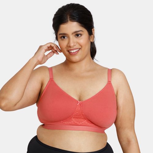 Buy Zivame Beautiful Basics Single Layered Non Wired Full Coverage Minimiser  Bra - Mineral Red Online