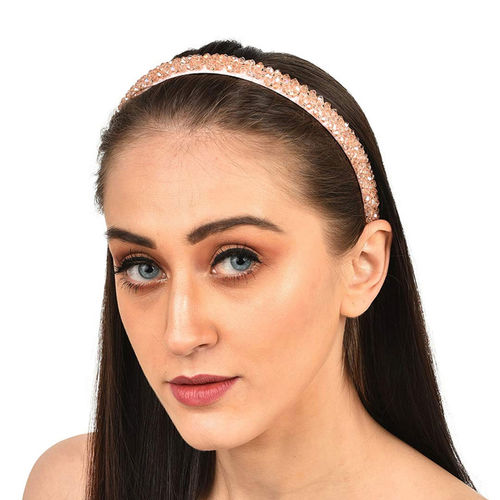 Yellow Chimes Melbees By Women Peach-Coloured And White Embellished Hairband