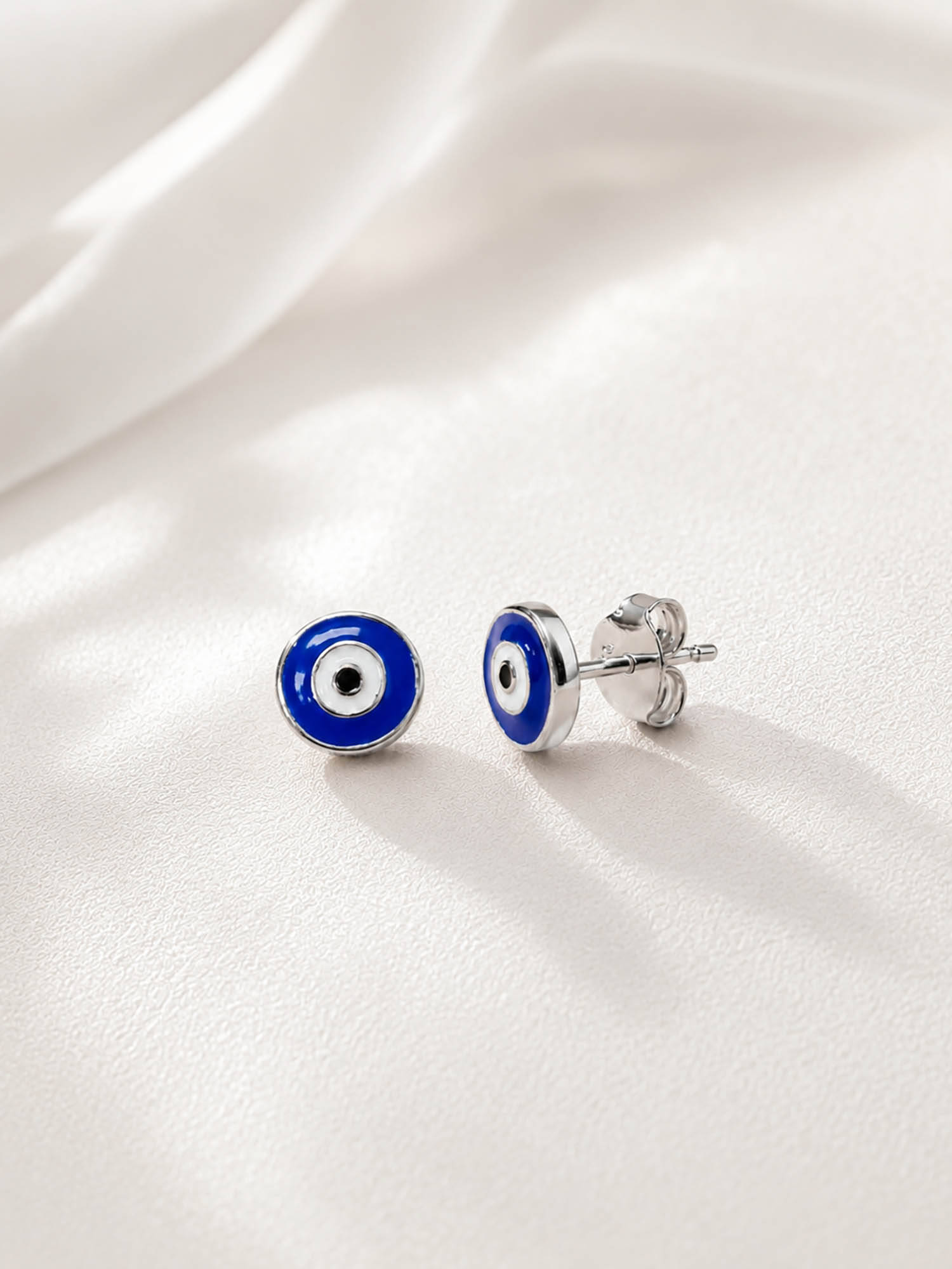 Axora Life 925 Sterling Silver Blue Evil Eye Stud Earrings For Women