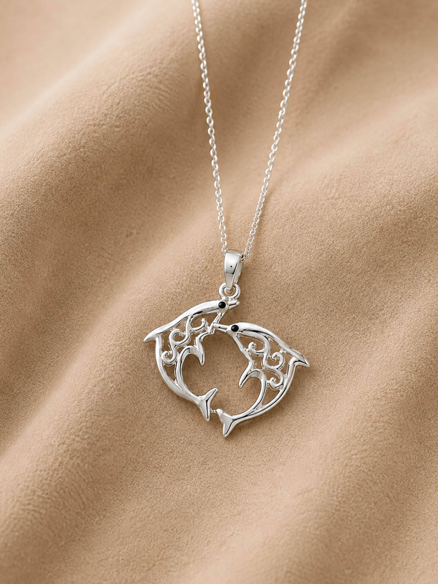 Axora Life 925 Sterling Silver Twin Dolphin Pendant Only for Women