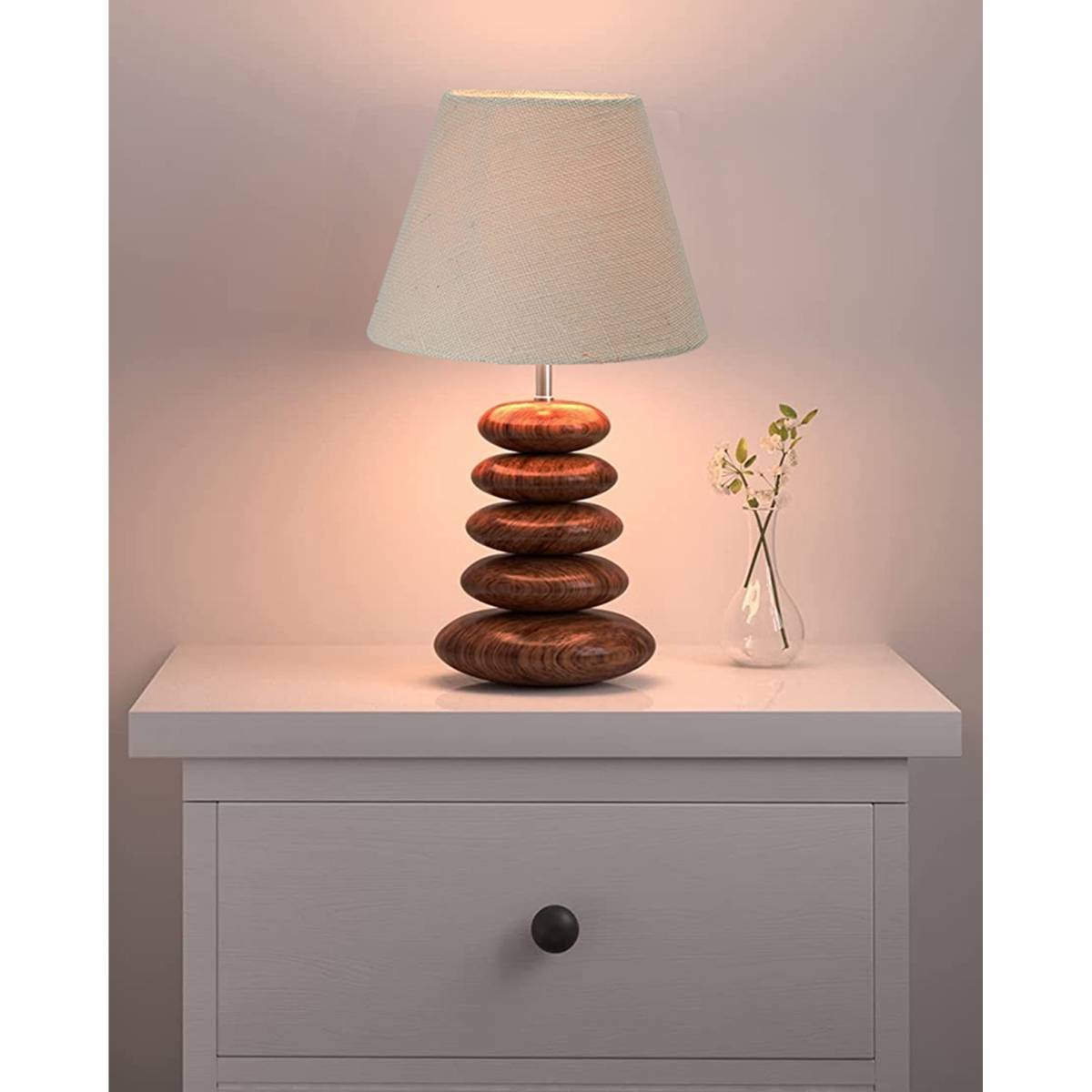 Homesake Wood Table Lamp Walnut Pebble White Jute