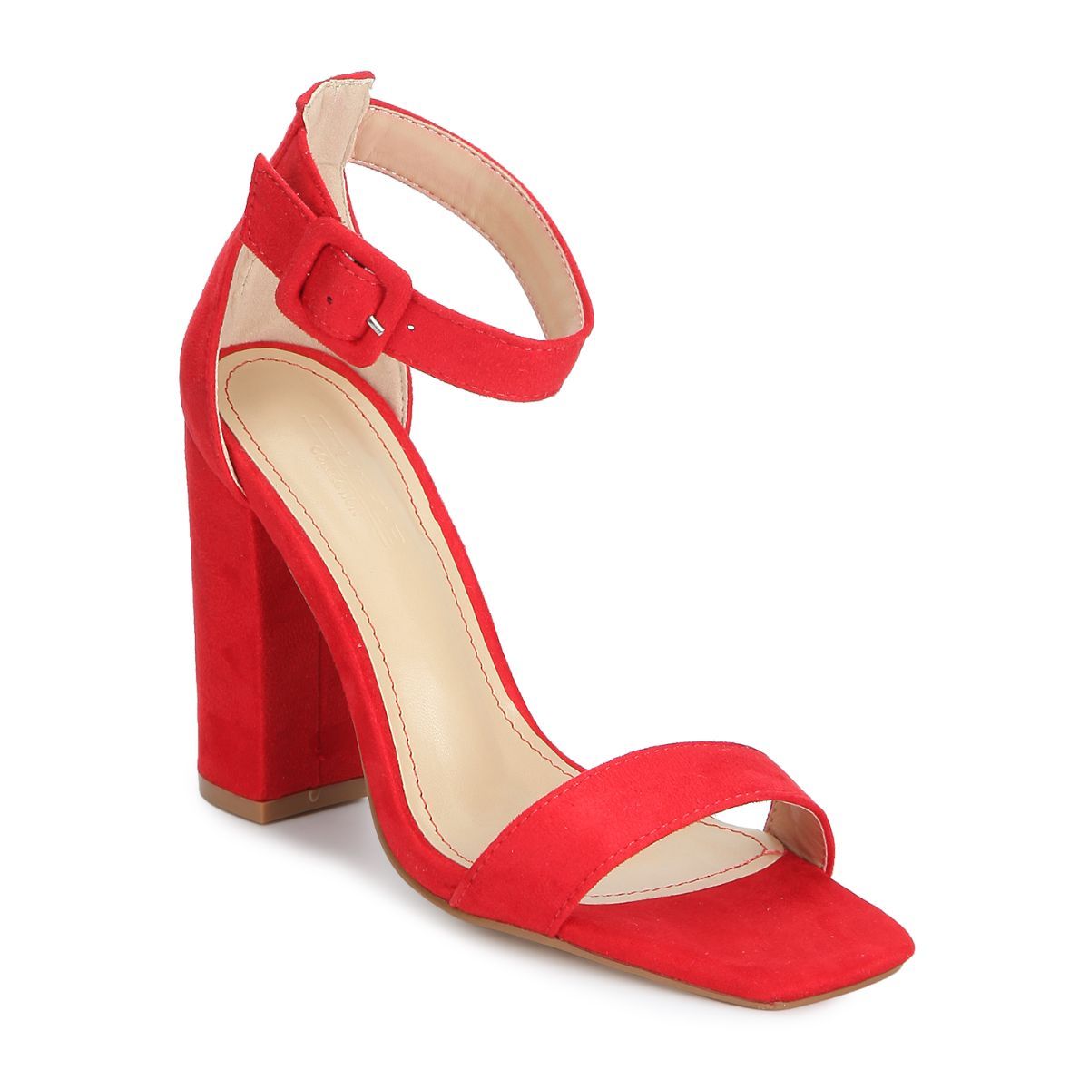 Red block heels ankle strap new arrivals