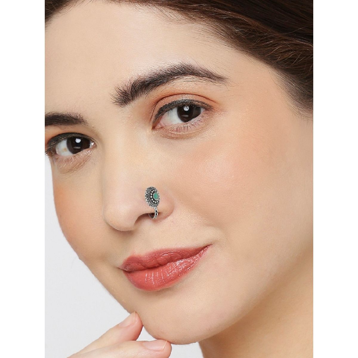 Buy Oxidised Silver-plated Nose Pins for Women Online at Silvermerc |  GMNP_2674 – Silvermerc Designs