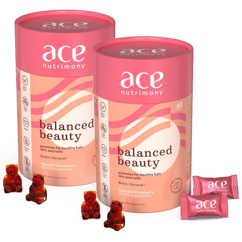 Ace Nutrimony Balanced Beauty Biotin Gummies For Hair, Skin & Nail - Pack Of 2
