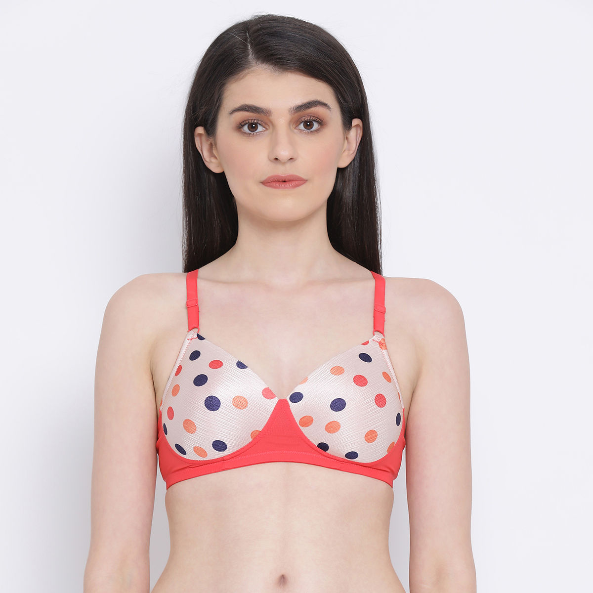 Clovia Padded Non Wired Full Coverage Polka Print T Shirt Bra In Nude Colour Buy Clovia Padded 