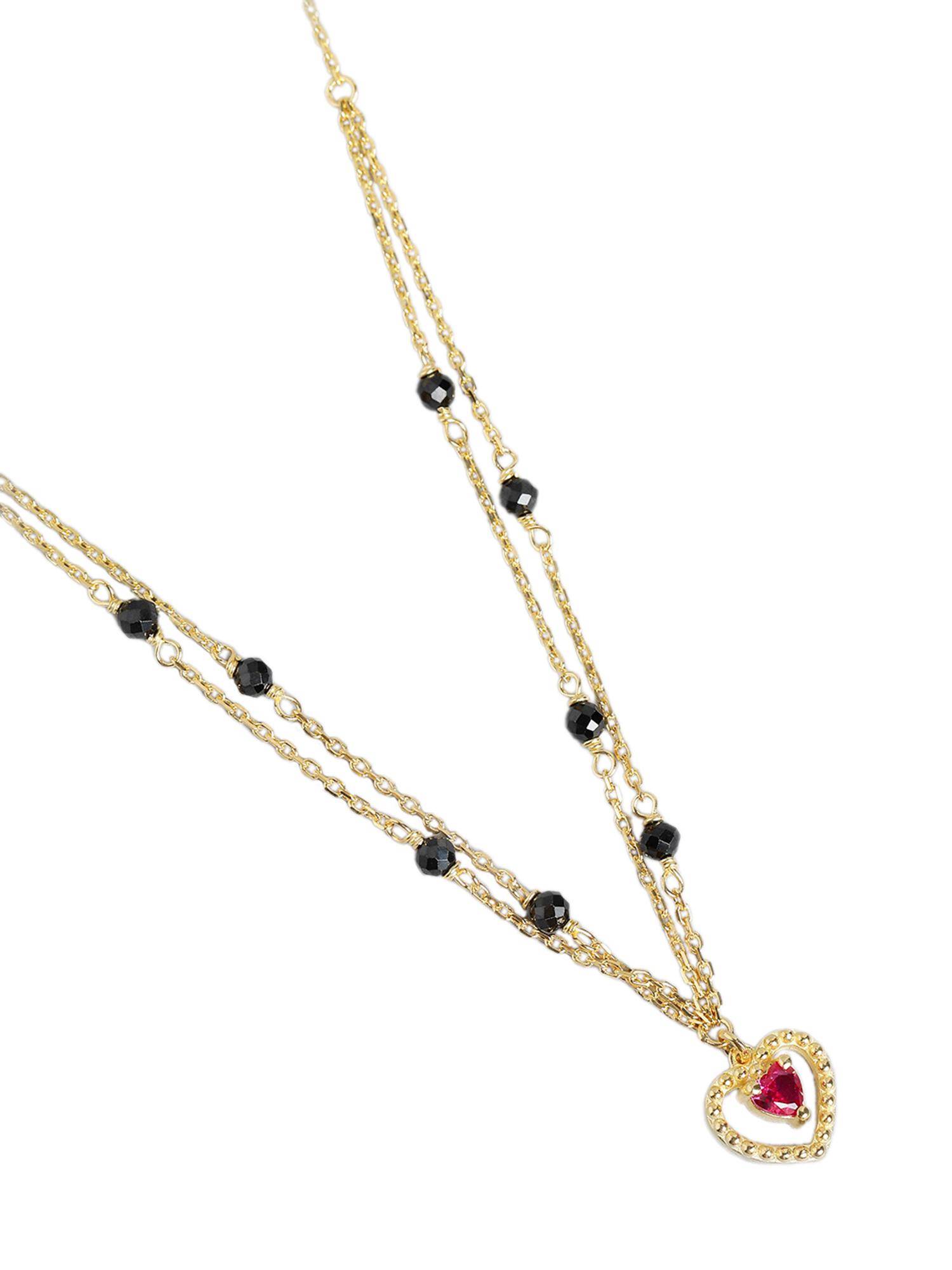 Buy Carlton London 18Kt Gold Plated Synthetic Pink Heart Pendant Double ...