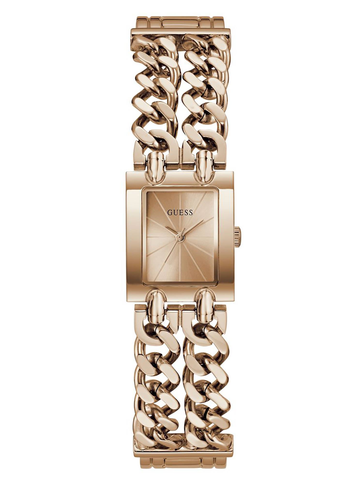 Guess Women Rose Gold Stainless Steel Rectangular Dial Watch (Gw1112L4) (M)