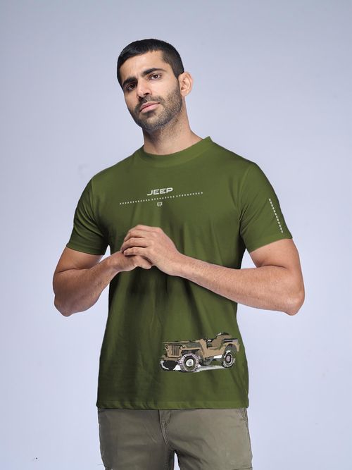 Aero Armour Willys Jeep Olive Graphic T-Shirt