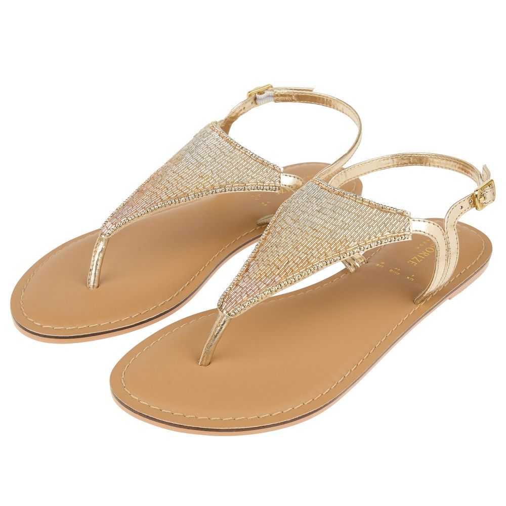 Miss Lola | Paradise Found Gold Slip On Sandals – MISS LOLA