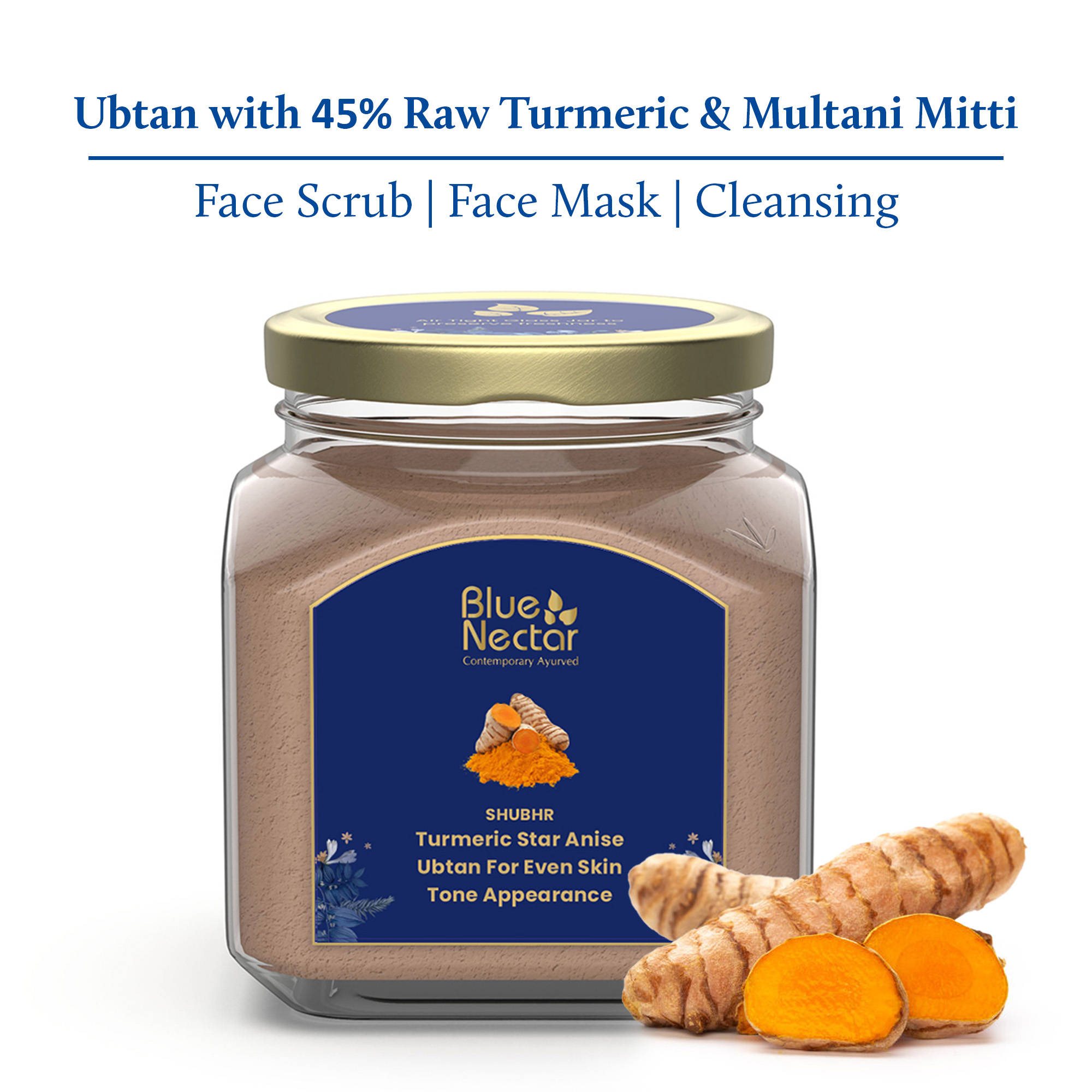 Blue Nectar Turmeric Star Anise Ubtan Face Pack & Mask for Glowing Skin & Tan Removal