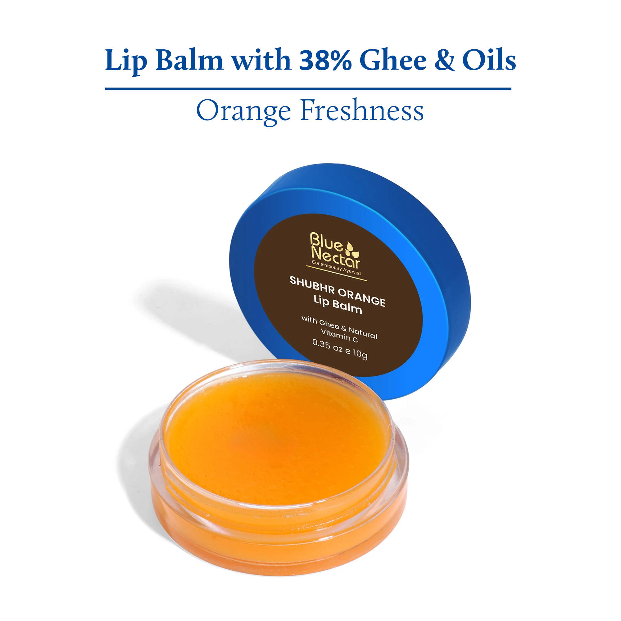 Blue Nectar Shubhr Orange Lip Balm & Gloss with Ghee And Natural Vitamin C for Dry Chapped Lips