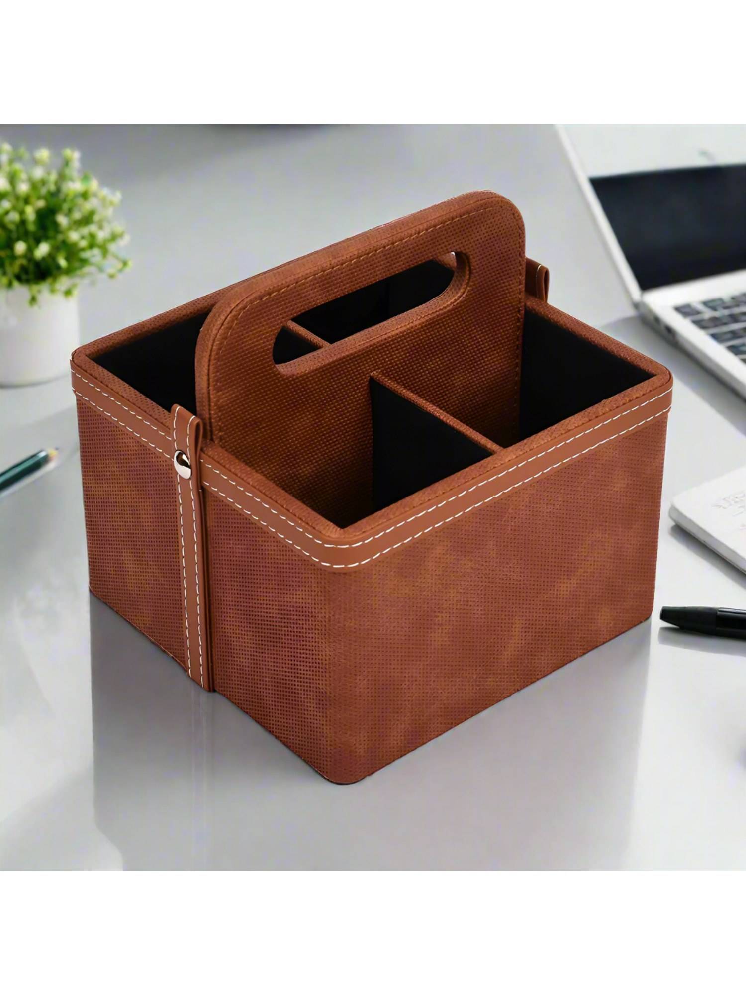 ICHKAN Dote Leatherette Multi-Utility Holder Organiser (4 Partition)