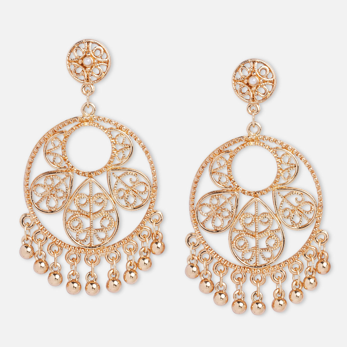 Buy Accessorize London Women's Golden Beaded Chandbalis Earring Online