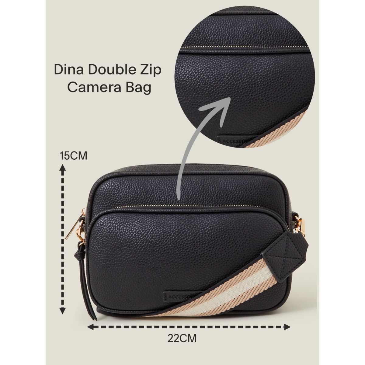 Buy Accessorize London Women'S Black Dina Double Zip Camera Sling